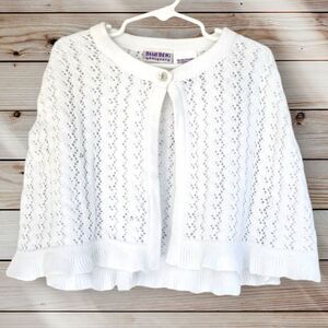 Blueberi Boulevard Girls White Crochet Open Knit Sequin Shrug Size 4/6X
